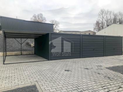  Blechgarage 9x6m Carport und Garage Doppelgarage Metallgarage Fertiggarage GP16
