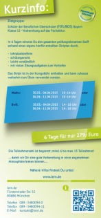 Crashkurse und Einzelnachhilfe in Mathematik und/oder BwR