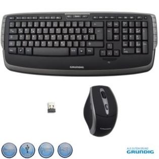 GRUNDIG Kabellose 2,4 GHz QWERTZ Tastatur + Maus Set