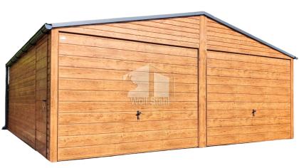  Blechgarage 6x7m Metallgarage Fertiggarage Stahlgarage Doppelgarage Holzoptik G