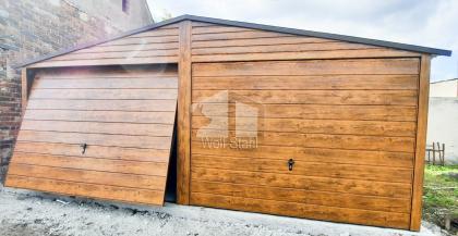 Blechgarage 6x7m Metallgarage Fertiggarage Stahlgarage Doppelgarage Holzoptik G