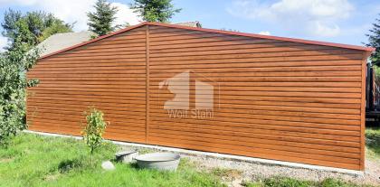 Blechgarage 9x6m Metallgarage Fertiggarage Doppelgarage Holzoptik Garage mit Sat