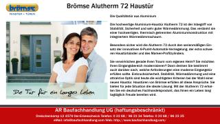 Brömse Alutherm 72 Aluminium Haustür   Beratung, Verkauf, Montage