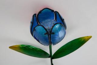 Solartulpe, blau, 60 cm, Glas, warm-weißes LED-Licht