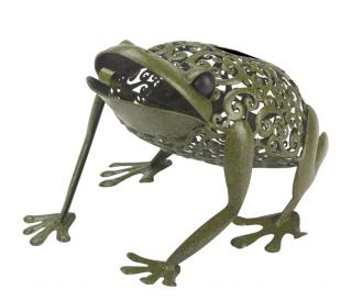 Solar Frosch, grün, 26x33x32 cm, Metall, weiße u. Farbwechsel LED