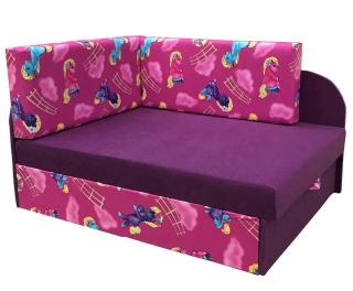 Ecksofa Kindersofa Schlaffunktion Kissen links/ rechts Klappsofa Pony Muster bis