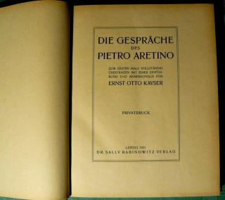 Sammlerbuch Pietro Aretino von 1921. BU007