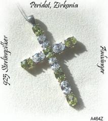 Kreuzanhänger, 925 Silber mit gefassten Zirkonia