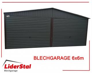 Blechgarage 6x6 Garage KFZ Lager Schuppe RAL7016 | mit Aufbau verzinkt Stahl