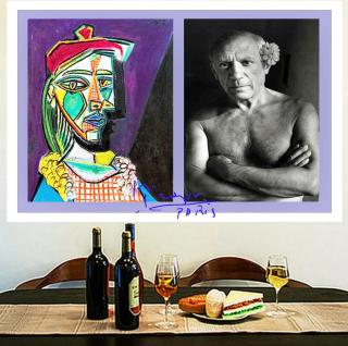 Pablo Picasso: Signiertes Kunstwerk. Collage. Wandbild. Souvenir. Geschenkidee.