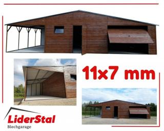 Doppeltgarage Metallgarage Lagerhalle 11x7 m Blech verzinkt Carport aus Stahl