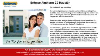 Brömse Alutherm 72 Aluminium Haustür – Beratung, Verkauf, Montage