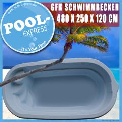 GFK Schwimmbecken Pool Lichtblau 4,80 m x 2,50 m x 1,20 m Vollisoliert Neuware!