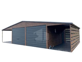 Blechgarage 6x6m Carport und Garage Doppelgarage Holzoptik Metallgarage Metallda