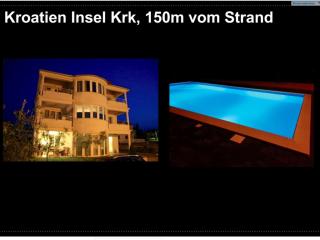 Insel Krk Kroatien, Apartment mit Pool, 150m vom Strand, Internet, Klima.... 