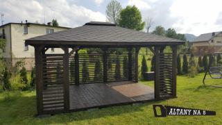 Gartenhaus 5m x 4m Gartenlaube Klebedach mit Holz Pavillon Holzarchitektur