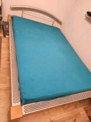 Ich biete Metallbett Farbe Grau 140 x 200 cm
