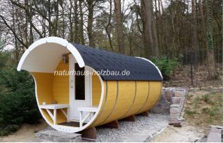 Fasssauna, Sauna Pod, Saunakota, Gartensauna, Außensauna, massive Naturhaus Fass