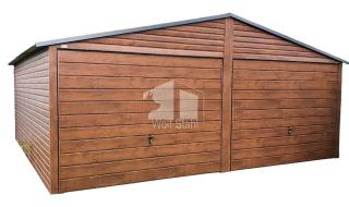  Blechgarage 6x5m Metallgarage Fertiggarage Dunkles Walnussholz ID78