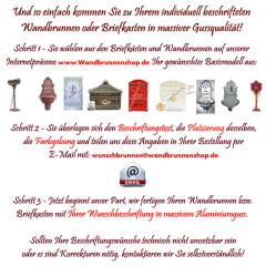 +++WANDBRUNNEN BASSENAS GARTENBRUNNEN & BRIEFKÄSTEN MIT IHRER WUNSCHBESCHRIFTUNG